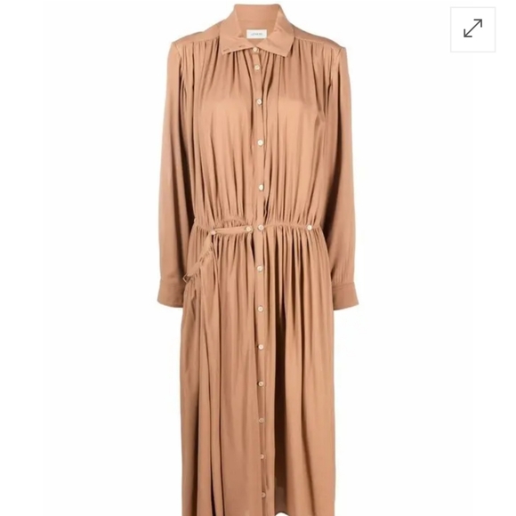 Lemaire Pleated Shirt Dress Caramel Size 34 US 4 - Picture 2 of 11